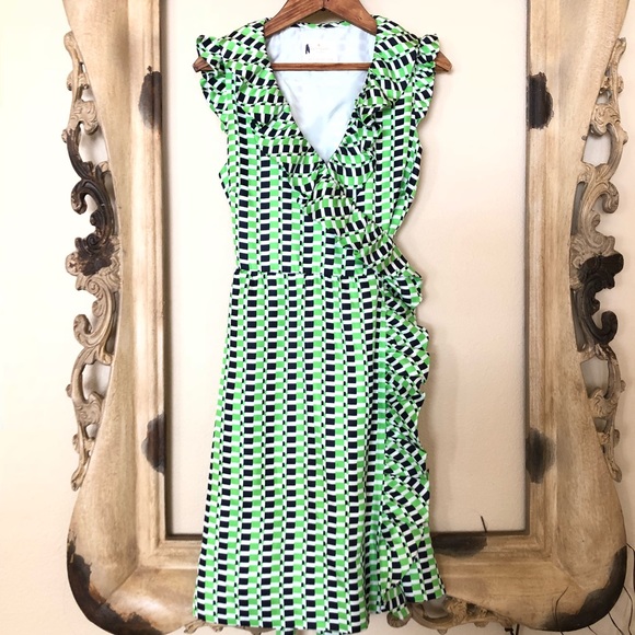 {Kate Spade} Aubrey Silk Ruffle Wrap Dress - Picture 1 of 9